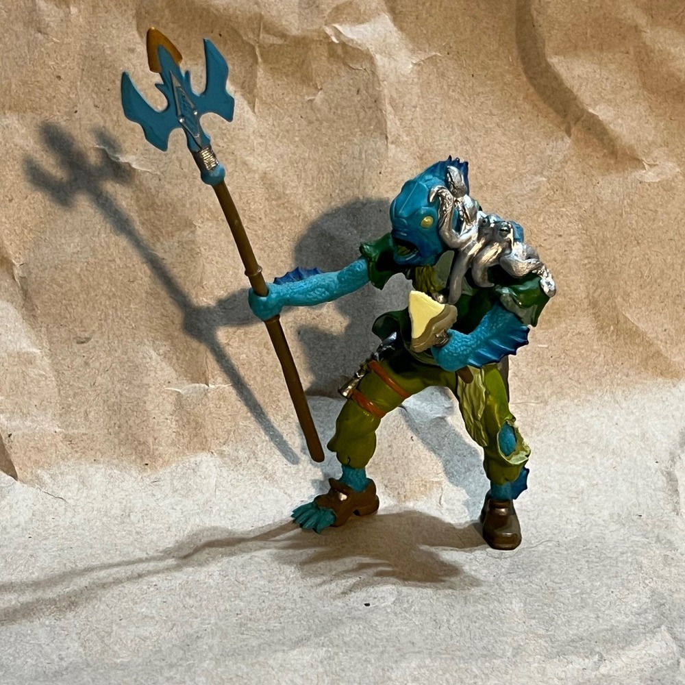 5" Fishman Warrior‎ Figure Blue Green Trident Fantasy Aquatic Guard